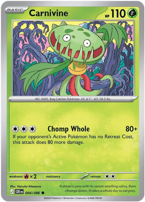 Carnivine 004  - Reverse Holofoil ME04 Chaos Rising - Common
