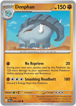 Donphan 045  - Reverse Holofoil ME04 Chaos Rising - Common