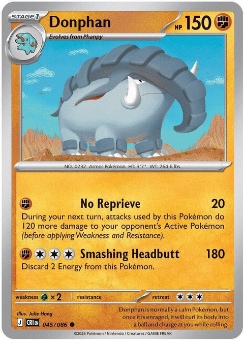 Donphan 045  - Reverse Holofoil ME04 Chaos Rising - Common