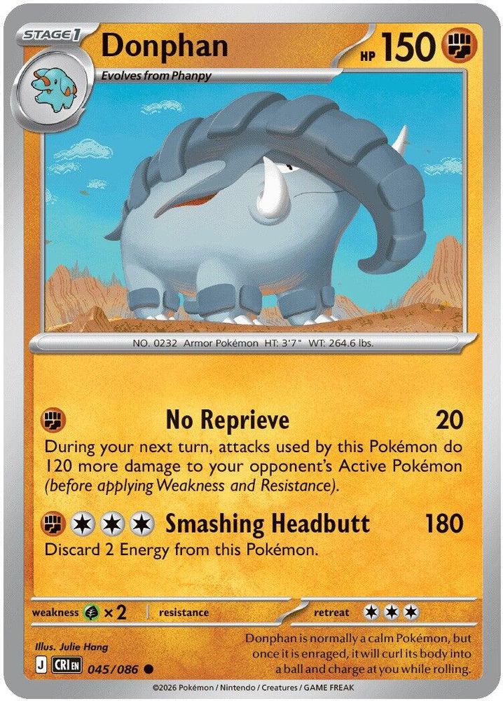 Donphan 045  - Reverse Holofoil ME04 Chaos Rising - Common