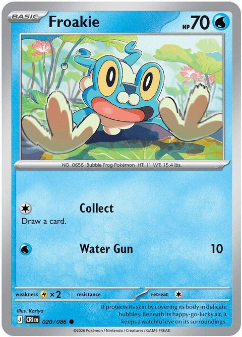 Froakie 020/086  - Reverse Holofoil ME04 Chaos Rising - Common