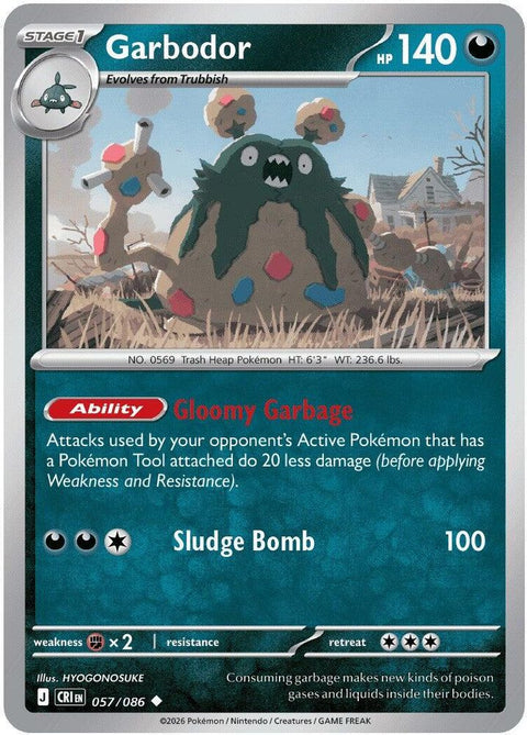Garbodor 057  - Reverse Holofoil ME04 Chaos Rising - Uncommon