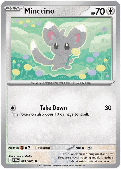 Minccino 072  - Reverse Holofoil ME04 Chaos Rising - Common