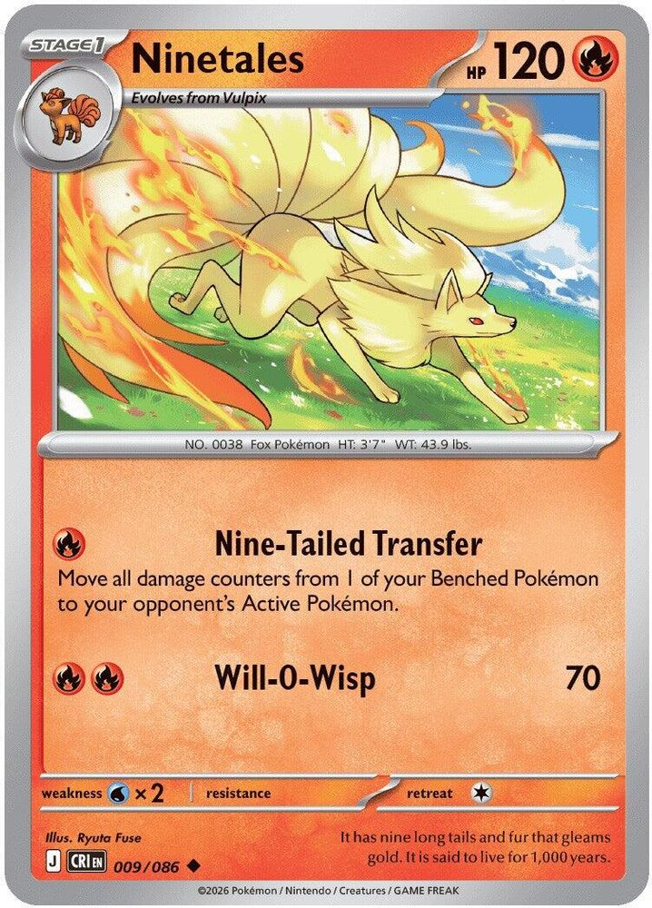Ninetales 009  - Reverse Holofoil ME04 Chaos Rising - Uncommon