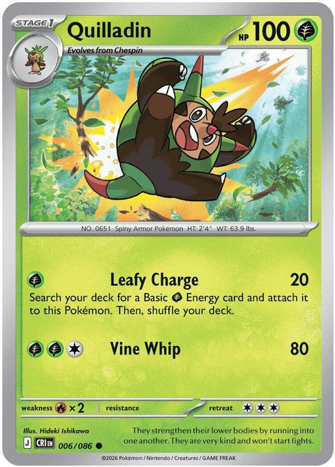 Quilladin 006  - Reverse Holofoil ME04 Chaos Rising - Common