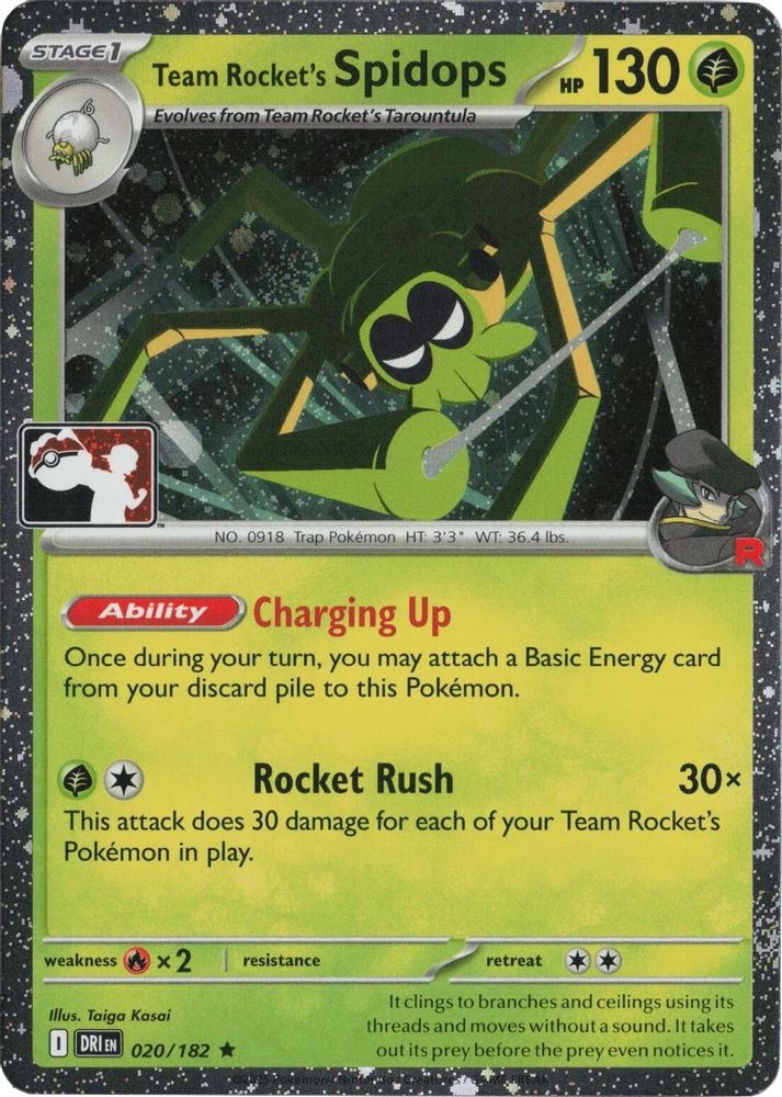 Team Rocket's Spidops (Cosmos Holo) 020/182  - Holofoil Prize Pack Series Cards - Rare