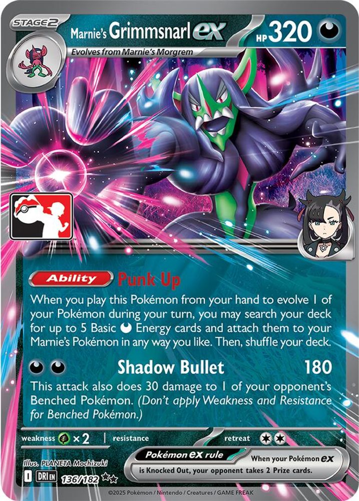 Marnie's Grimmsnarl ex 136/182  - Holofoil Prize Pack Series Cards - Double Rare