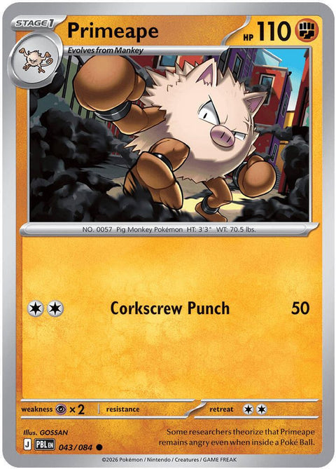 Primeape 043  - Reverse Holofoil ME05 Pitch Black - Common