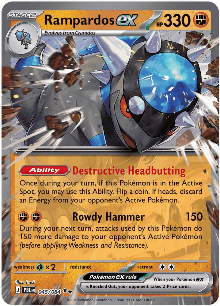 Rampardos ex 045/084  - Holofoil ME05 Pitch Black - Double Rare