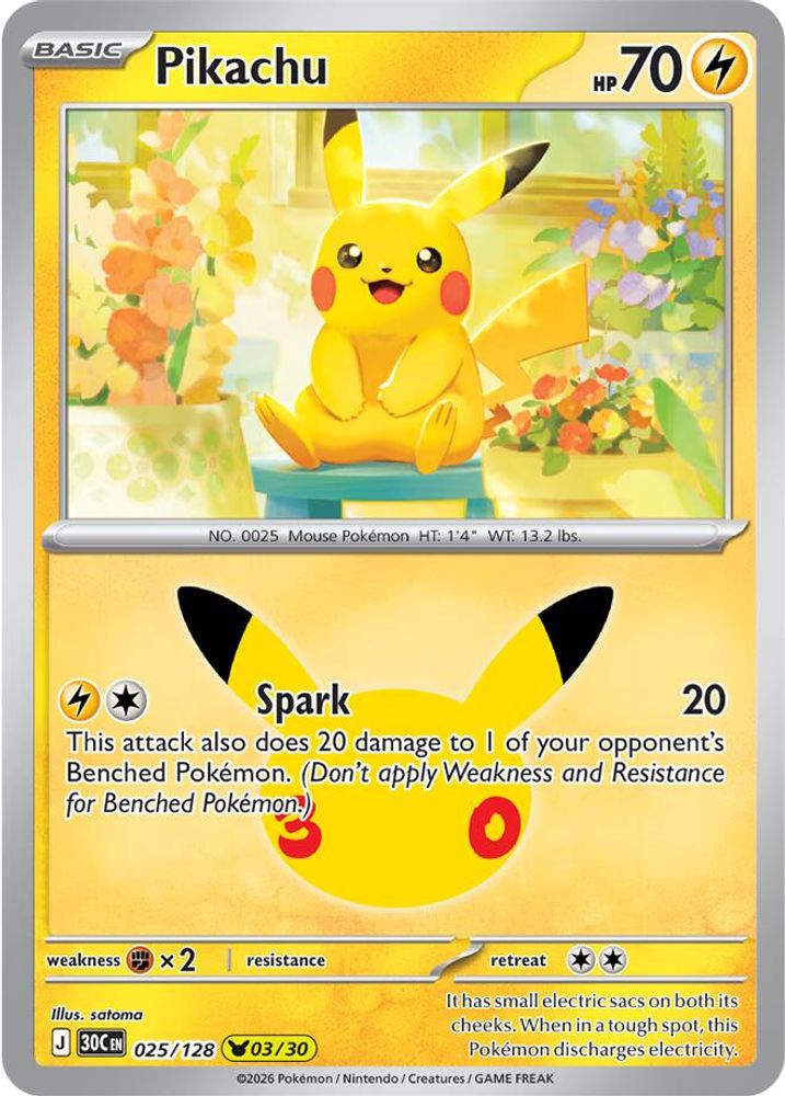 Pikachu 025/128  - Holofoil ME 30th Celebration - None