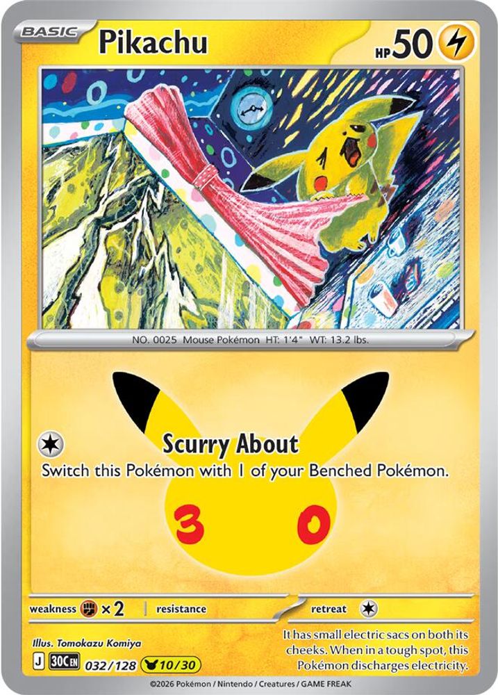 Pikachu 032/128  - Holofoil ME 30th Celebration - None