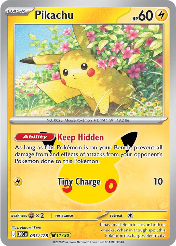 Pikachu 033/128  - Holofoil ME 30th Celebration - None