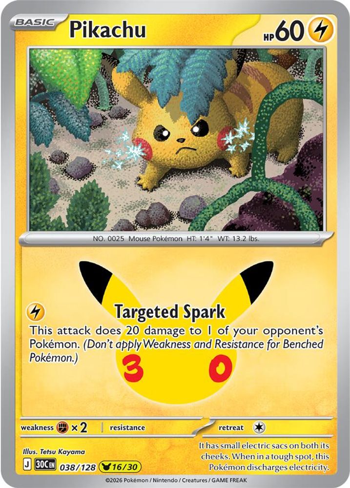 Pikachu 038/128  - Holofoil ME 30th Celebration - None