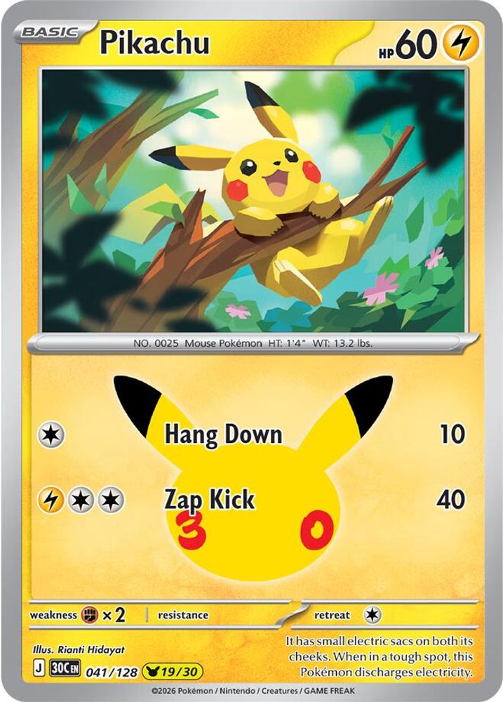 Pikachu 041/128  - Holofoil ME 30th Celebration - None