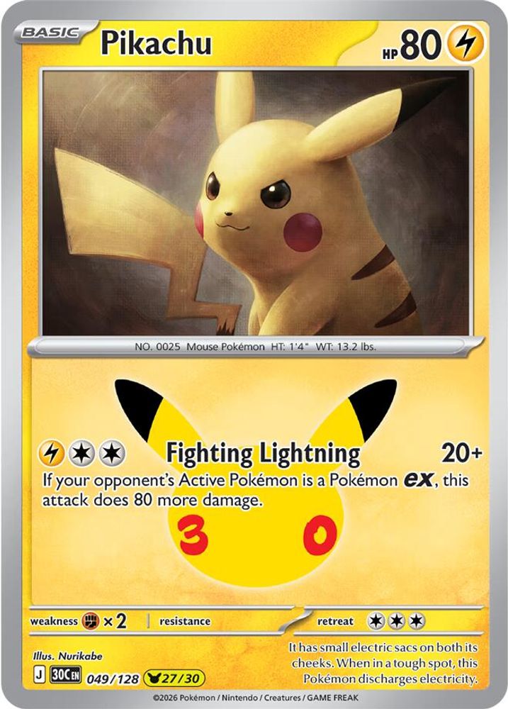 Pikachu 049/128  - Holofoil ME 30th Celebration - None