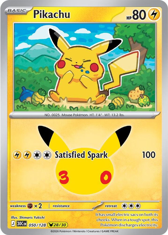 Pikachu 050/128  - Holofoil ME 30th Celebration - None