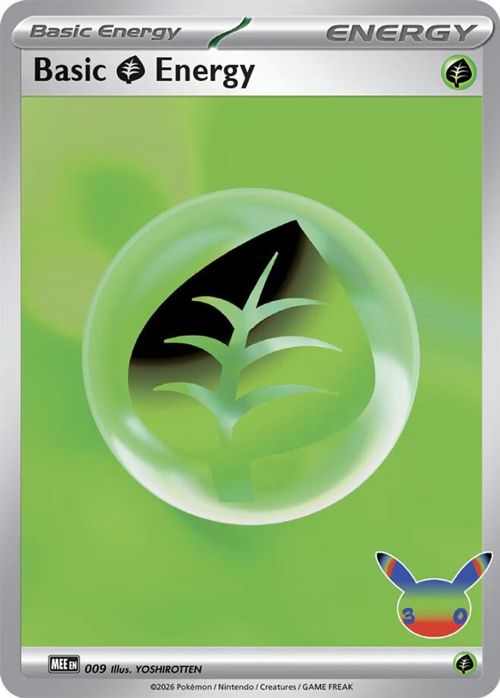 Basic Grass Energy (30th Celebration) 009  - Holofoil MEE Mega Evolution Energies - Futuristic Rare