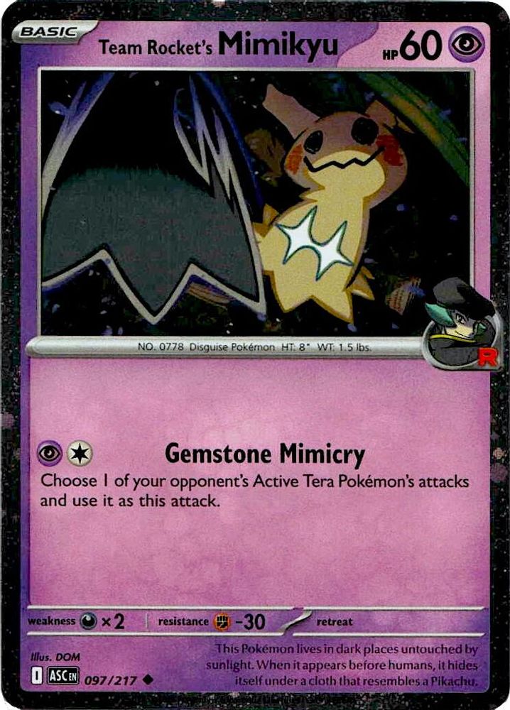 Team Rocket's Mimikyu (Cosmos Holo) 097/217  - Holofoil Blister Exclusives - Uncommon