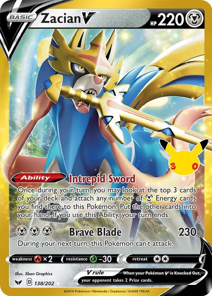 Zacian V 138  - Holofoil ME 30th Celebration Classic Collection - Classic Collection