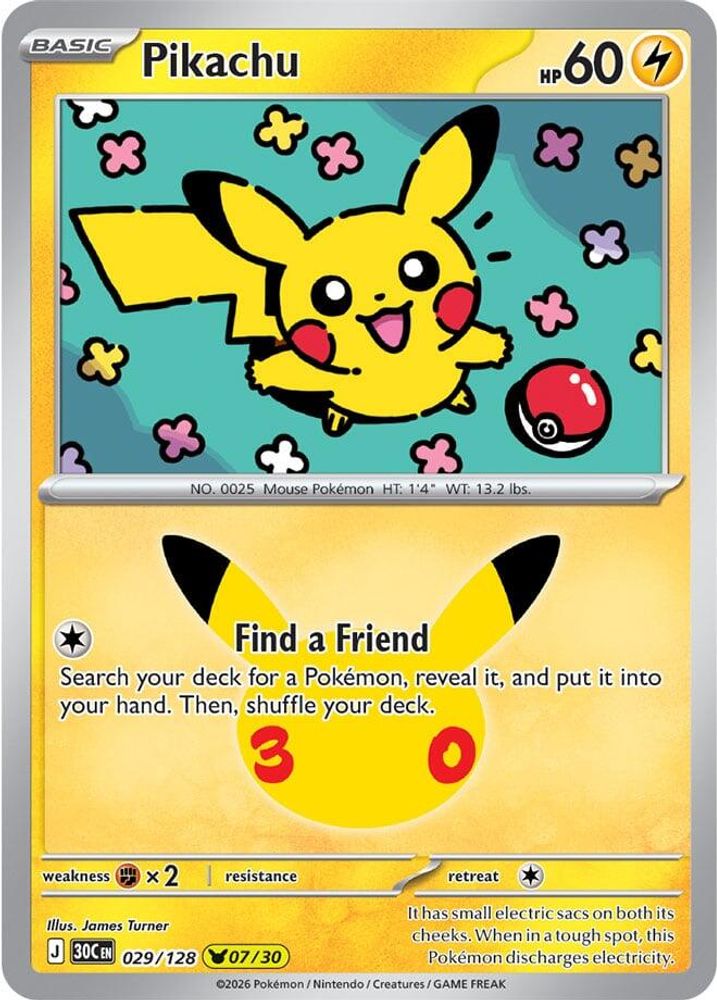 Pikachu 029/128  - Holofoil ME 30th Celebration - Pikachu Rare