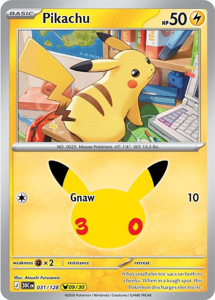 Pikachu 031/128  - Holofoil ME 30th Celebration - Pikachu Rare