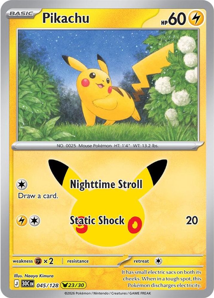 Pikachu 045/128  - Holofoil ME 30th Celebration - Pikachu Rare