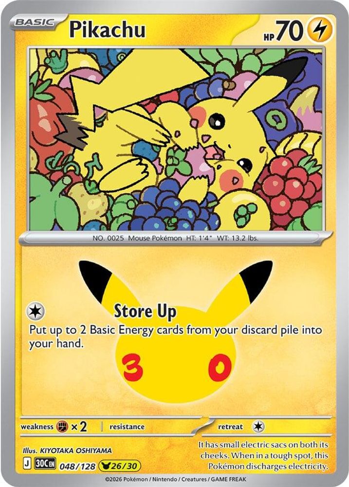 Pikachu 048/128  - Holofoil ME 30th Celebration - Pikachu Rare