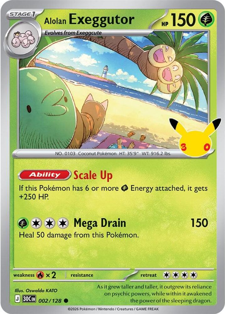 Alolan Exeggutor 002/128  - Holofoil ME 30th Celebration - Common