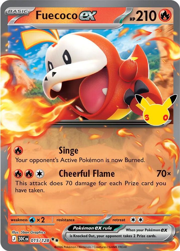 Fuecoco ex 015/128  - Holofoil ME 30th Celebration - Double Rare
