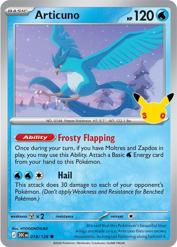 Articuno 018/128  - Holofoil ME 30th Celebration - Common