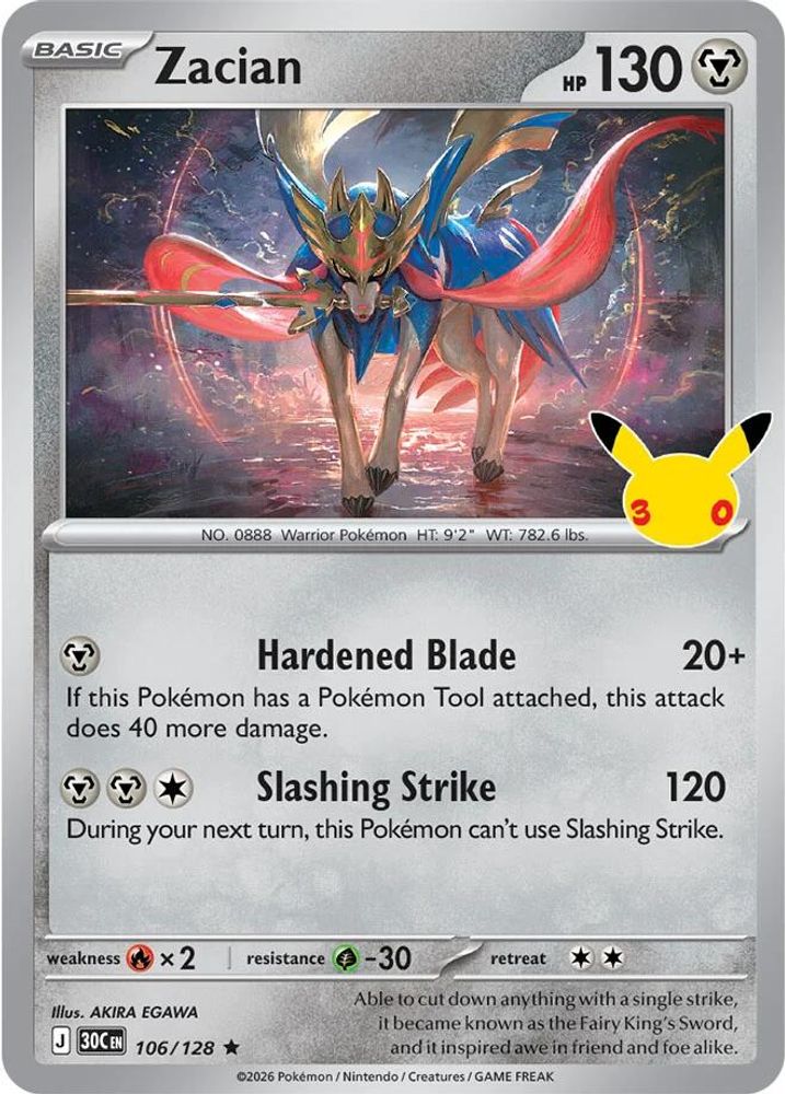 Zacian 106  - Holofoil ME 30th Celebration - Rare