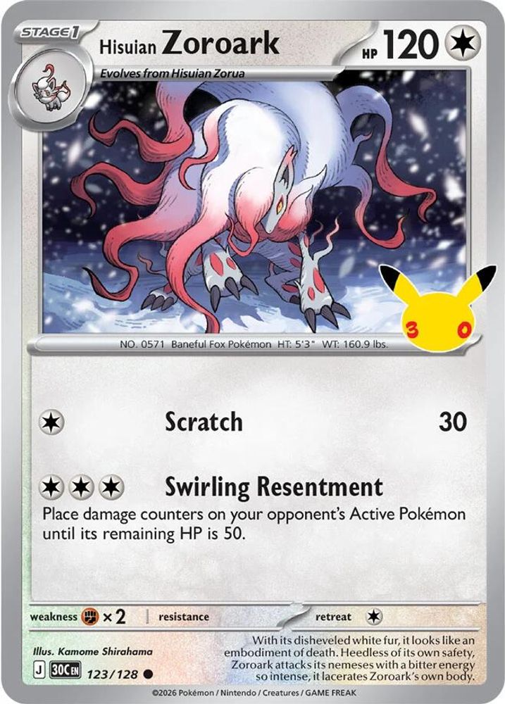 Hisuian Zoroark 123  - Holofoil ME 30th Celebration - null
