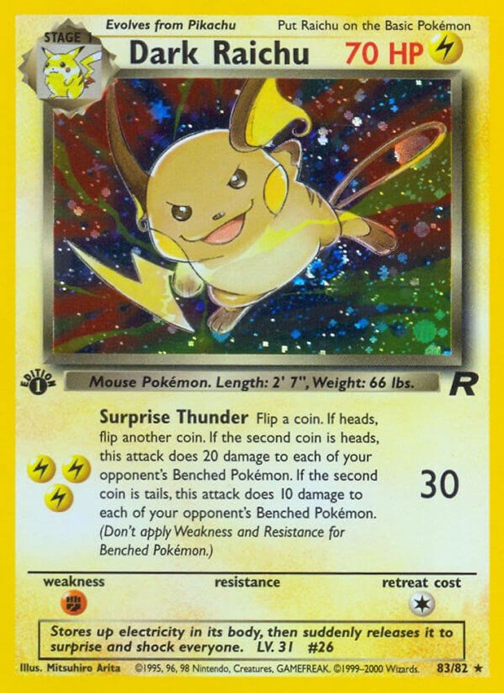 Dark Raichu 083  - 1st Edition Holofoil Team Rocket - Secret Rare
