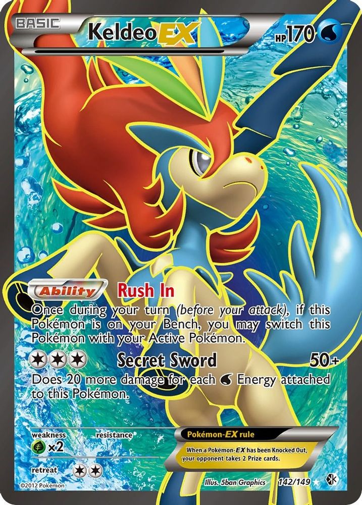 Keldeo EX (142 Full Art)  - Holofoil Boundaries Crossed - Ultra Rare