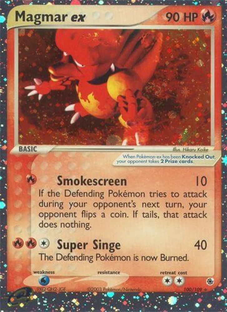 Magmar ex/109  - Holofoil Ruby and Sapphire - Ultra Rare