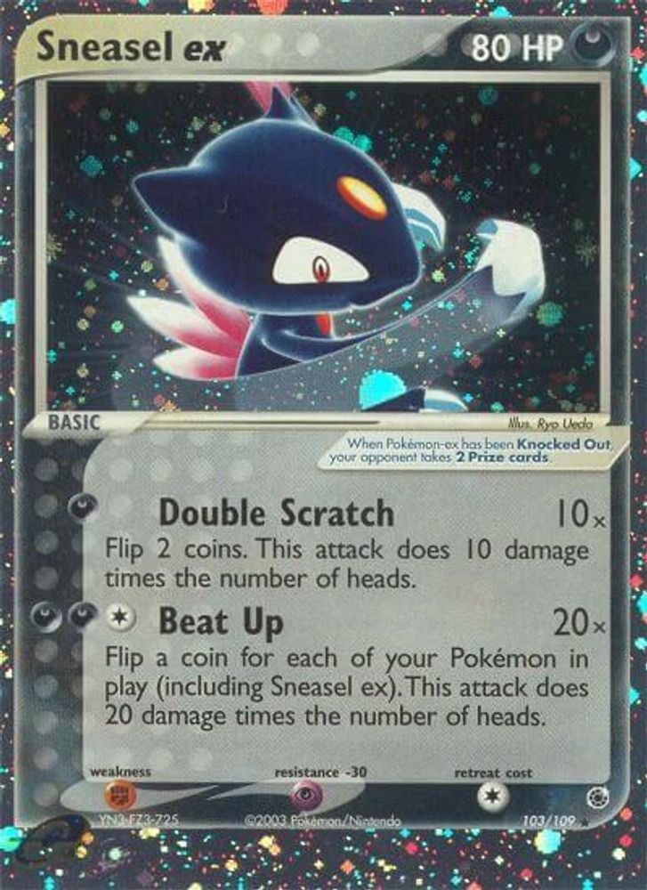 Sneasel ex/109  - Holofoil Ruby and Sapphire - Ultra Rare