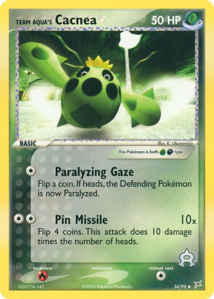 Team Aqua's Cacnea - 24/95/95  - Reverse Holofoil Team Magma vs Team Aqua - Uncommon