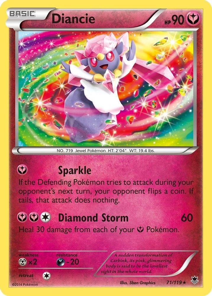 Diancie 071/119  - Reverse Holofoil XY  Phantom Forces - Holo Rare
