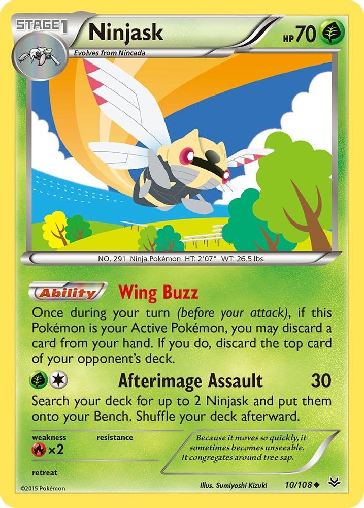 Ninjask 010  - Reverse Holofoil XY  Roaring Skies - Uncommon