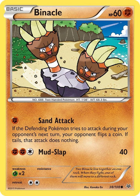 Binacle 038/108  - Reverse Holofoil XY  Roaring Skies - Common