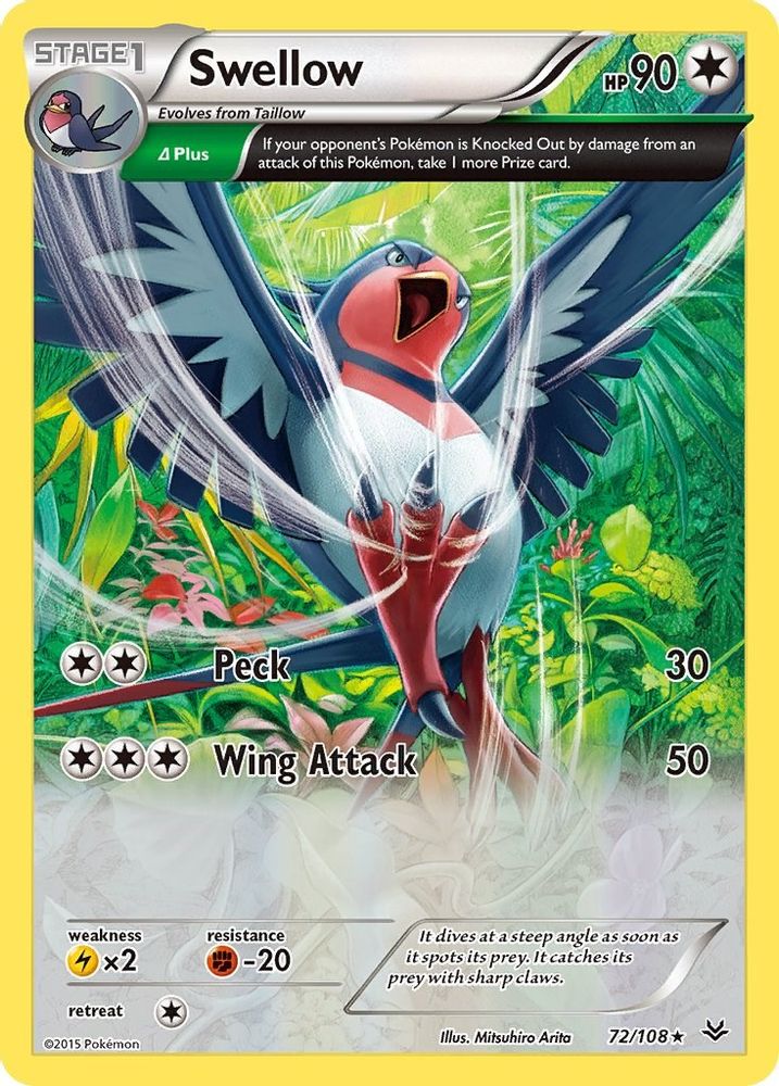 Swellow (72 Delta) (72 Delta) 072  - Reverse Holofoil XY  Roaring Skies - Holo Rare
